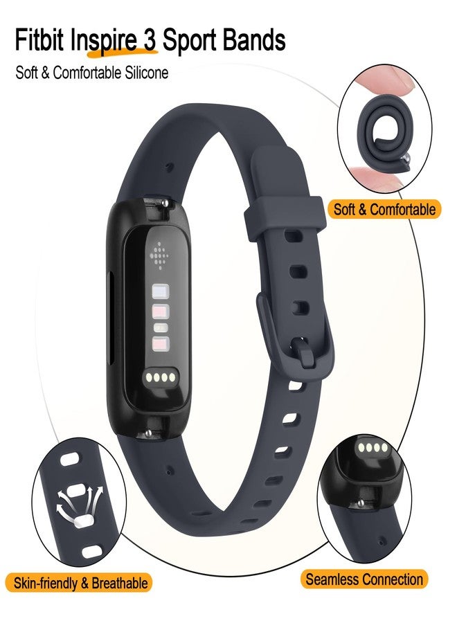 Meliya for Fitbit Inspire 3 Bands Women Men, Soft Silicone Adjustable Wristband Replacement Sport Straps Compatible with Fitbit Inspire 3 Fitness Tracker (Midnight) - Image 3